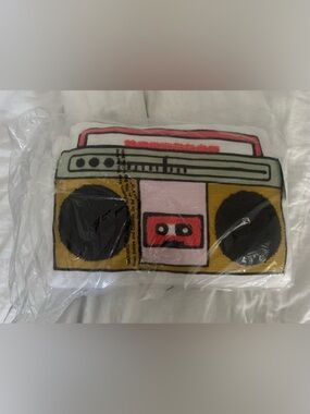 Retro 80s Boombox Throw Pillow Cassette Tape Radio Accent Pillow NWT